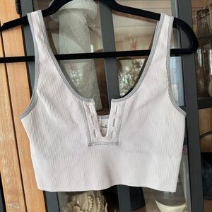Urban Outfitters Ribbed Cropped Tank Top with Gray Trim